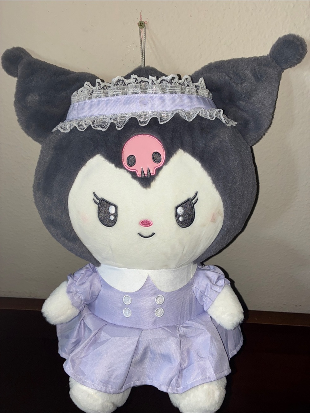 Sanrio Kuromi Plush in Lavender Dress - Gray, White, Pink Accents